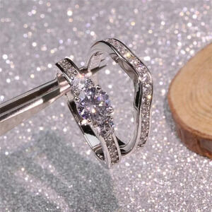 😍Shiny Round CZ Luxury Silver Beautiful Wedding Ring for Women, K876